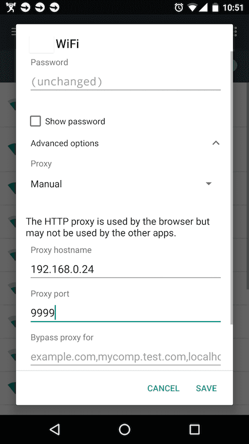 Update Android wifi proxy settings